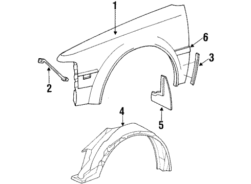 1988 Toyota MR2 Fender Sub-Assy, Front RH Diagram for 53801-17030