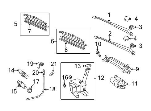 2009 Scion xD Windshield - Wiper & Washer Components Diagram