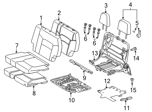 2015 Toyota Land Cruiser Cover, Rear Seat Cushion Diagram for 72928-60130-A0