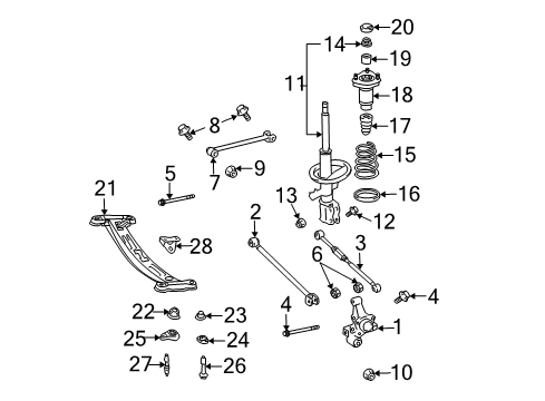 2004 Toyota Camry Support Assy Rear Suspension, LH Diagram for 48760-33062