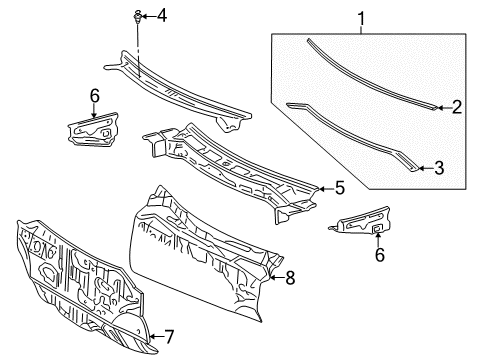 1998 Toyota RAV4 Panel, Cowl Top Side, LH Diagram for 55714-42011