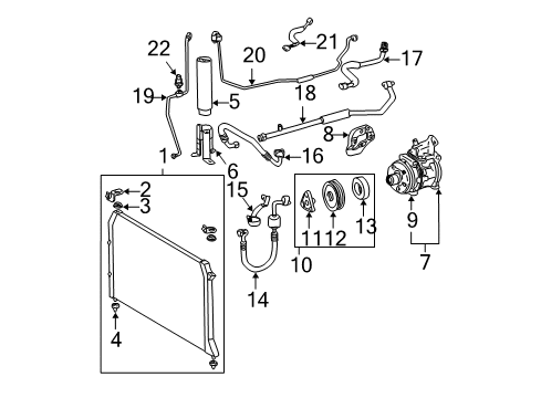 1998 Toyota Sienna A/C Condenser, Compressor & Lines Diagram