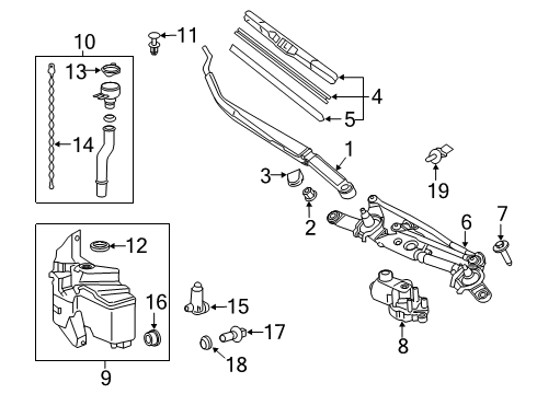 2021 Toyota Corolla Wiper & Washer Components, Body Diagram 3 - Thumbnail