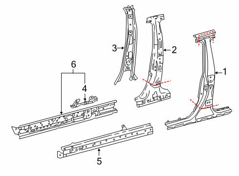 2018 Toyota Prius Center Pillar & Rocker Diagram