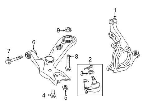 2017 Toyota Corolla iM Front Suspension Components, Lower Control Arm, Stabilizer Bar Diagram