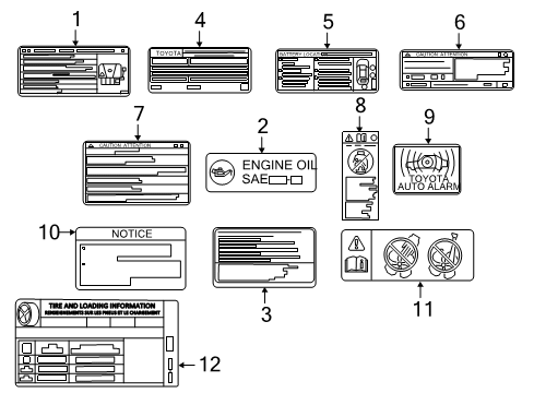 2019 Toyota Avalon Information Labels Diagram