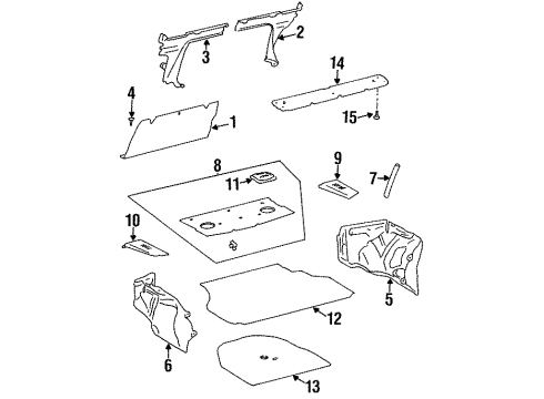 1997 Toyota Tercel Panel Assy, Package Tray Trim Diagram for 64330-16860-B0