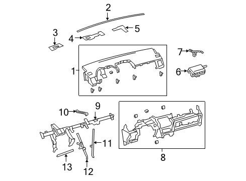 2012 Toyota Corolla Cluster & Switches, Instrument Panel Diagram 1 - Thumbnail