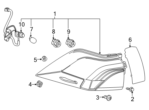 2019 Toyota RAV4 Tail Lamps Diagram 1 - Thumbnail