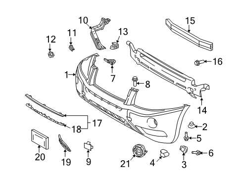 2006 Toyota Highlander Support Sub-Assy, Front Bumper Side, LH Diagram for 52062-48010