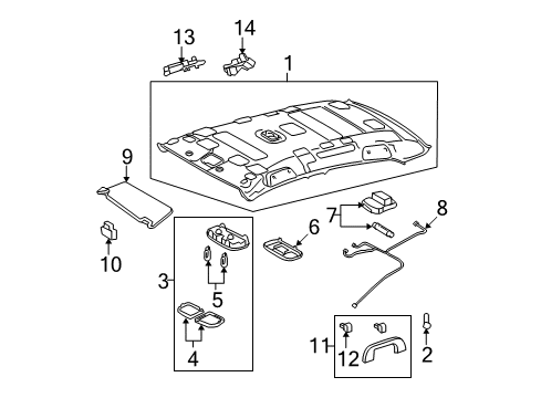 2008 Toyota Yaris Interior Trim - Roof Diagram