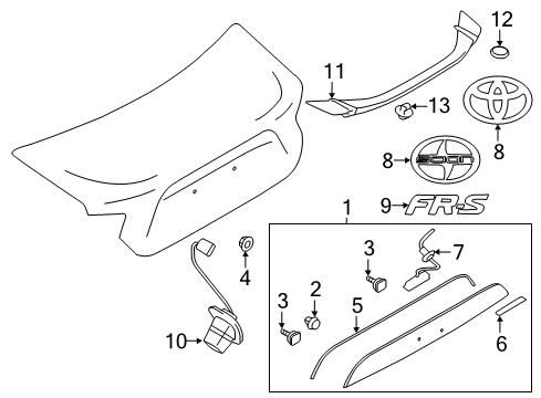 2014 Scion FR-S Spoiler, Exterior Trim, Trim Diagram