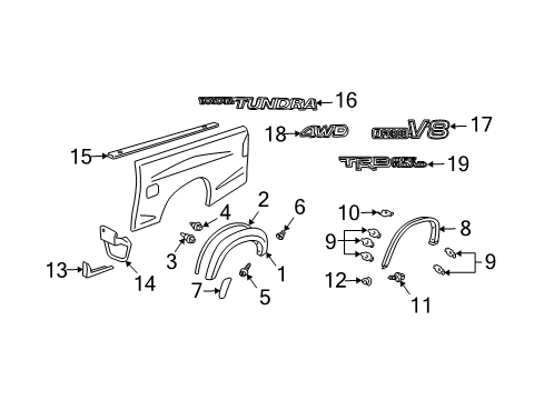 2006 Toyota Tundra Protector, Rear Wheel Extension, RH Diagram for 58741-0C040