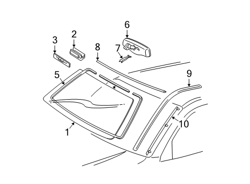 2005 Toyota 4Runner Fastener, Windshield Outside Moulding Diagram for 75549-35010