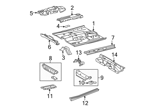 2008 Toyota Camry Pillars, Rocker & Floor - Floor & Rails Diagram 4 - Thumbnail