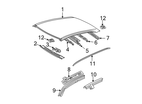 2003 Toyota Camry Roof & Components, Exterior Trim Diagram 2 - Thumbnail