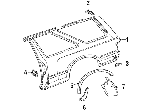 1991 Toyota 4Runner Quarter Panel & Components Diagram