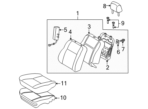 2005 Scion xA Front Seat Components Diagram 1 - Thumbnail