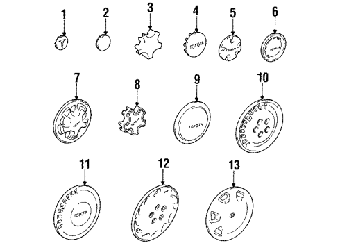 1988 Toyota Camry Wheel Covers & Trim Diagram