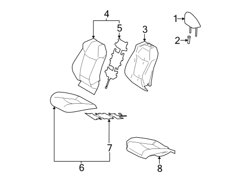 2023 Toyota bZ4X Passenger Seat Components Diagram 1 - Thumbnail