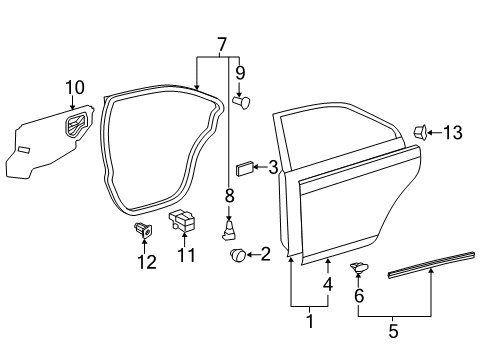 2014 Toyota Camry Rear Door, Body Diagram 1 - Thumbnail