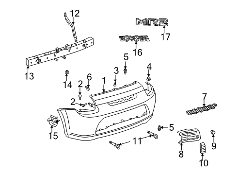 2000 Toyota MR2 Spyder Rear Bumper Diagram