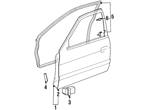 1997 Toyota Tercel Front Door, Body Diagram 2 - Thumbnail