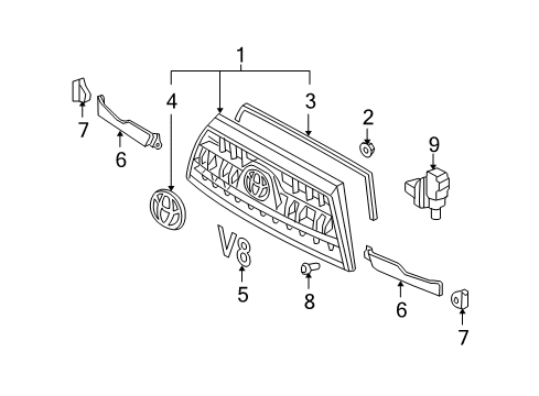 2007 Toyota 4Runner Radiator Grille Emblem(Or Front Panel) Diagram for 75311-35220