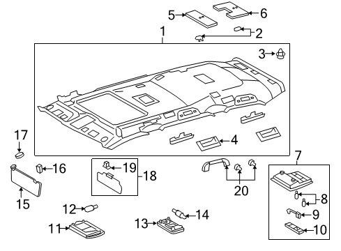 2017 Toyota Land Cruiser Visor Assembly, Left Diagram for 74320-60G10-C0