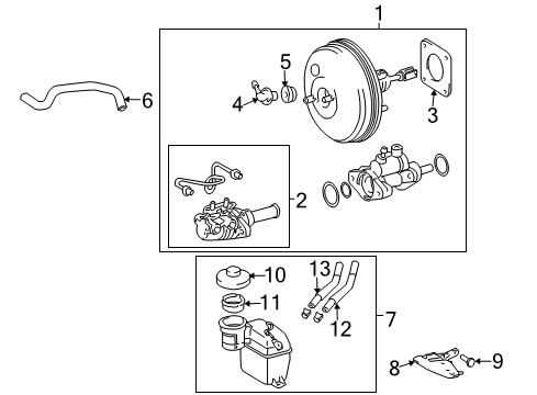 2010 Toyota Sienna Brake Booster Assy, W/Master Cylinder Diagram for 47200-08071