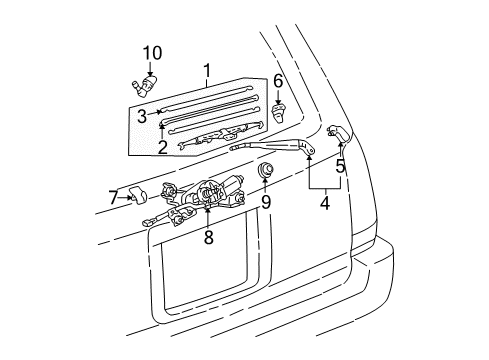 1996 Toyota 4Runner Slider Sub-Assy, Rear Wiper Arm Diagram for 85247-35010