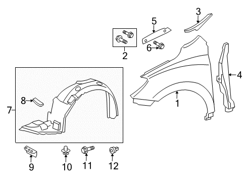 2013 Toyota Matrix Protector, Front Fender Side Panel, LH Diagram for 53828-02100