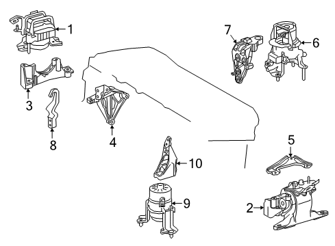 2020 Toyota Camry Engine & Trans Mounting Diagram