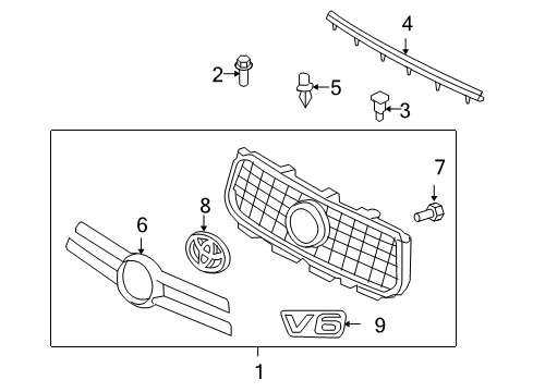 2007 Toyota RAV4 Grille & Components Diagram