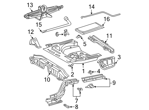 2003 Toyota Corolla Brace, Rear Floor Side Member Diagram for 53651-32010