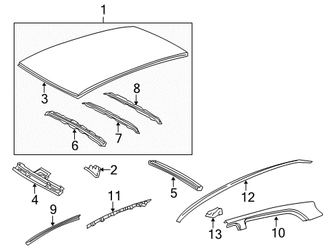 2009 Toyota Yaris Roof & Components, Exterior Trim Diagram 1 - Thumbnail