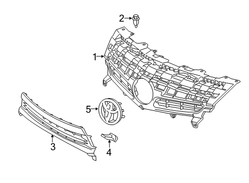 2015 Toyota Prius Radiator Grille Diagram for 53111-47040