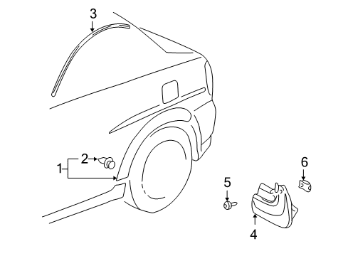 2005 Toyota Echo Exterior Trim - Quarter Panel Diagram 1 - Thumbnail