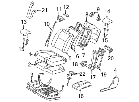 2006 Toyota Highlander Second Row Seats Diagram 3 - Thumbnail