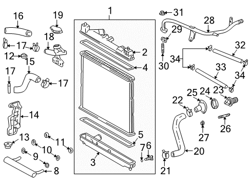 2005 Scion xB Radiator & Components Diagram