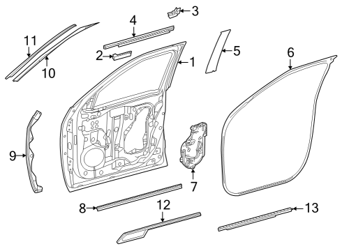 2023 Toyota Sequoia Body Side Molding, Outside Passenger Side Diagram for 75071-0C041