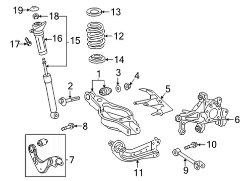 2021 Toyota Venza Rear Suspension, Lower Control Arm, Upper Control Arm, Stabilizer Bar, Suspension Components Diagram