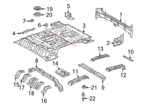 2007 Toyota Land Cruiser Rear Body Panel, Floor & Rails Diagram