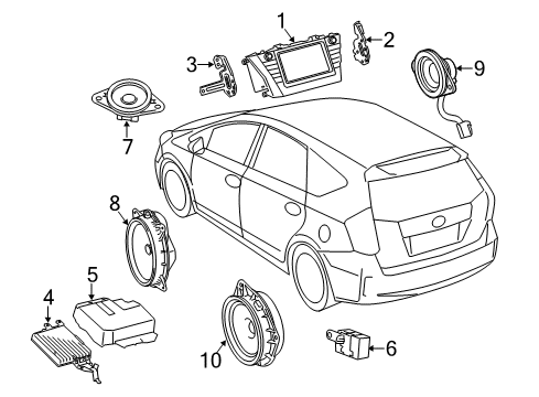 2016 Toyota Prius V Speaker Assembly, Radio Diagram for 86160-47220