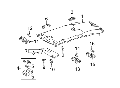 2010 Toyota Highlander Interior Trim - Roof Diagram 2 - Thumbnail