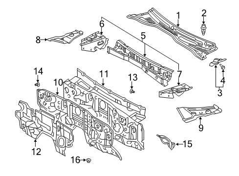 2005 Toyota 4Runner Louver Sub-Assy, Cowl Top Ventilator Diagram for 55708-35071