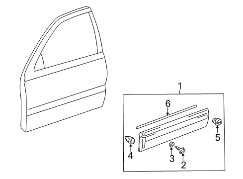 1998 Toyota 4Runner Exterior Trim - Front Door Diagram