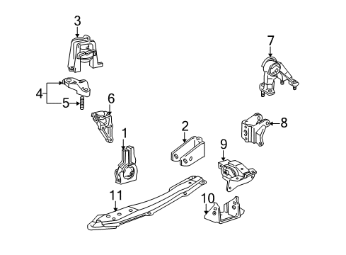 2000 Toyota Celica Engine & Trans Mounting Diagram 1 - Thumbnail