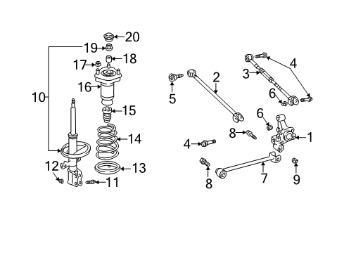 2004 Toyota Highlander Arm Assembly, Rear Suspension, No.2 Right Diagram for 48730-48090