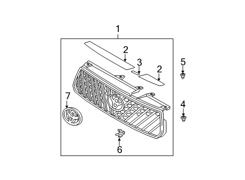 2001 Toyota RAV4 Grille & Components Diagram